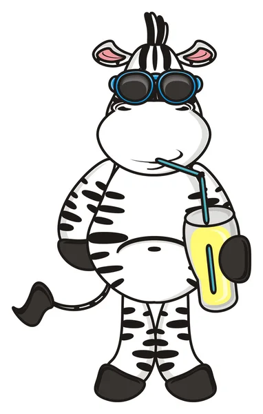Bir saman içeceği ile bir bardaktan içme zebra — Stok fotoğraf