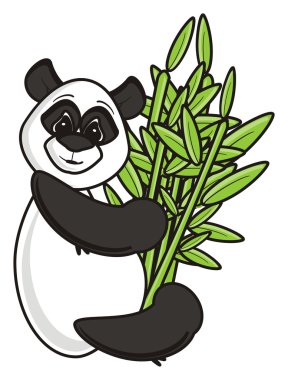 komik panda bir bambu tutan