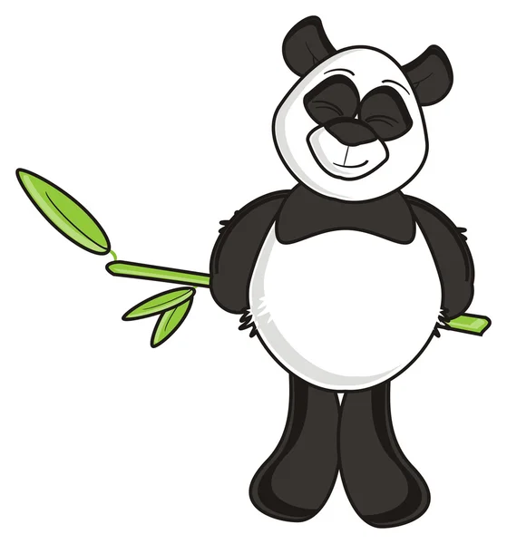 Szczęśliwy panda gospodarstwa bambusowa — Zdjęcie stockowe