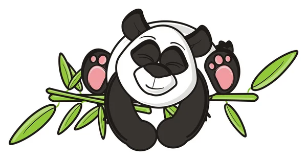 Happy panda sömn och hänger på bambu — Stockfoto