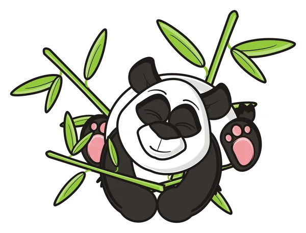Panda hanging and sleep on bamboo — Stock Photo, Image
