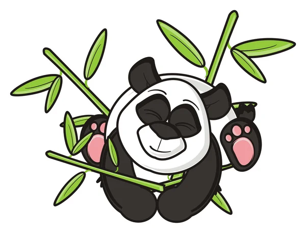 panda hanging and sleep on bamboo