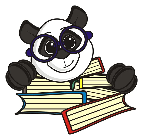 Панда в очках с книгой в руках — стоковое фото
