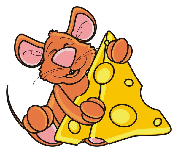 Ποντίκι που κρυφοκοιτάζει από τυρί — Φωτογραφία Αρχείου