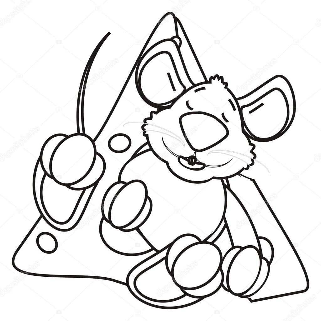 Da colorare mouse sporge nel formaggio — Foto Stock