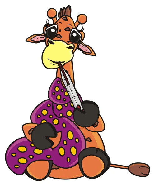 giraffe in scarf and with a thermometer