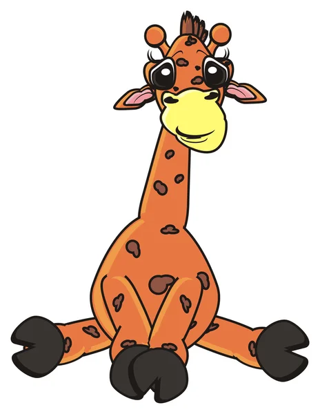 Симпатичный жираф сидит — стоковое фото
