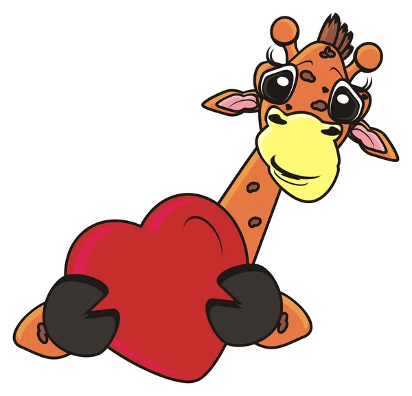 Giraffe mit rotem Herz — Stockfoto