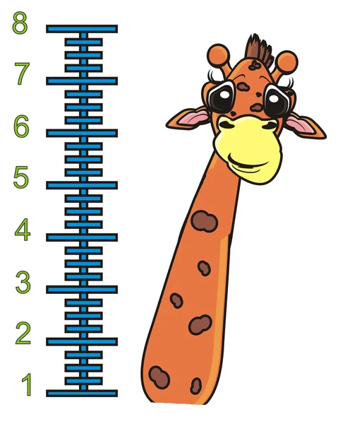Giraff bredvid tillväxt linjen — Stockfoto