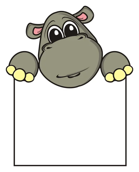 Hipopótamo segurando uma placa em branco — Fotografia de Stock
