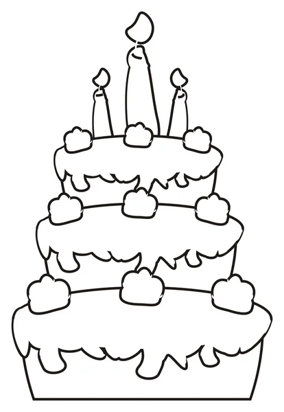Färbung dreistöckiger Torte mit Kerzen — Stockfoto