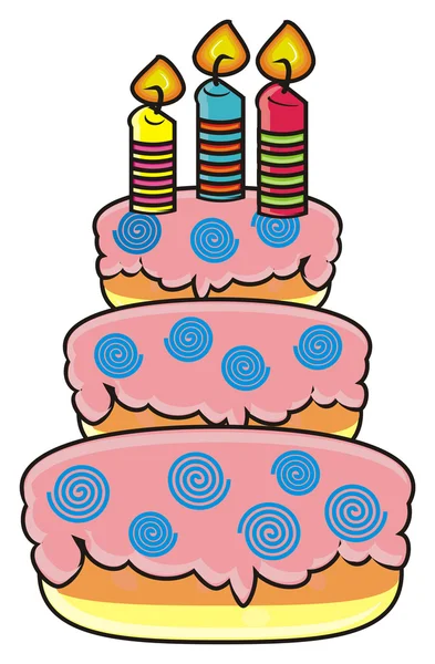Τριώροφο κέικ με κεριά — Φωτογραφία Αρχείου