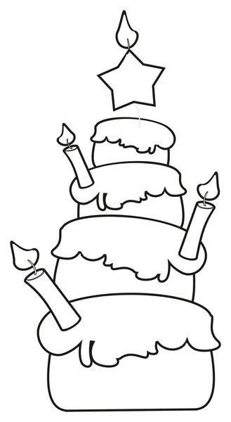 Coloriage gâteau de trois étages avec des bougies — Photo