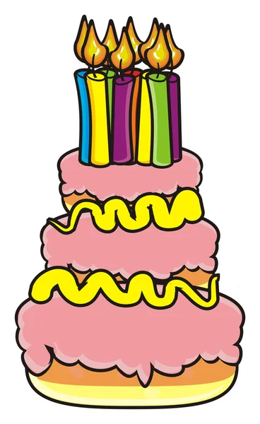 Торт праздник с большим количеством разноцветных свечей — стоковое фото