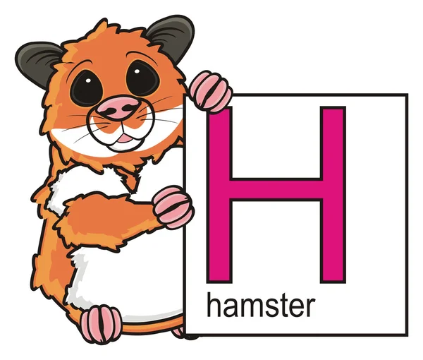 Hamster met een kaart en een letter H — Stockfoto