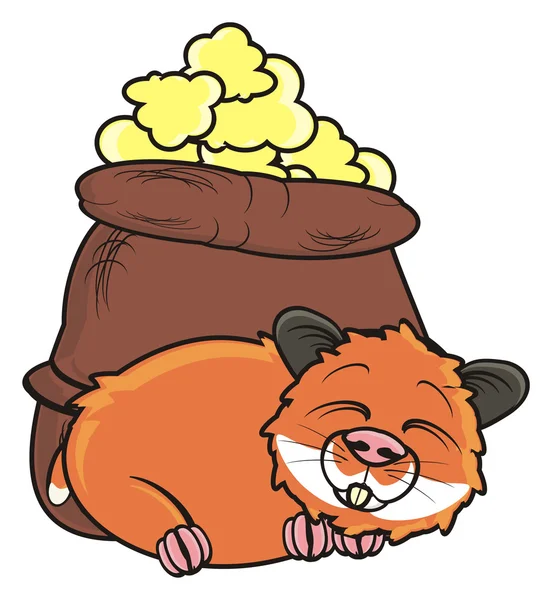 Hamster in de buurt van de voedsel-zak — Stockfoto