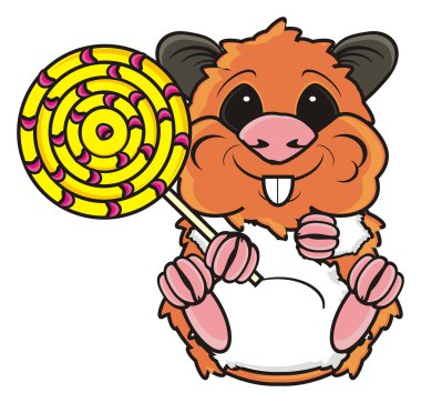 Yuvarlak şeker tutan hamster