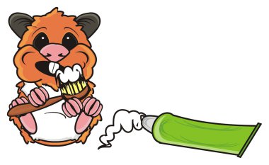 Dişlerini fırçalıyor hamster