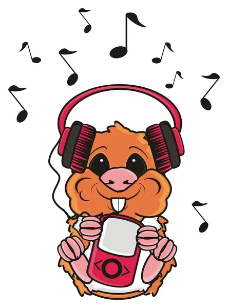 Kulaklıklar müzik dinlemek hamster — Stok fotoğraf