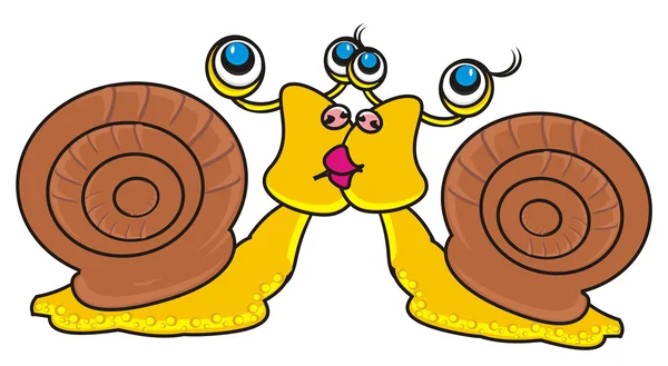 Widok z przodu dwa ślimaki beżowy — Zdjęcie stockowe