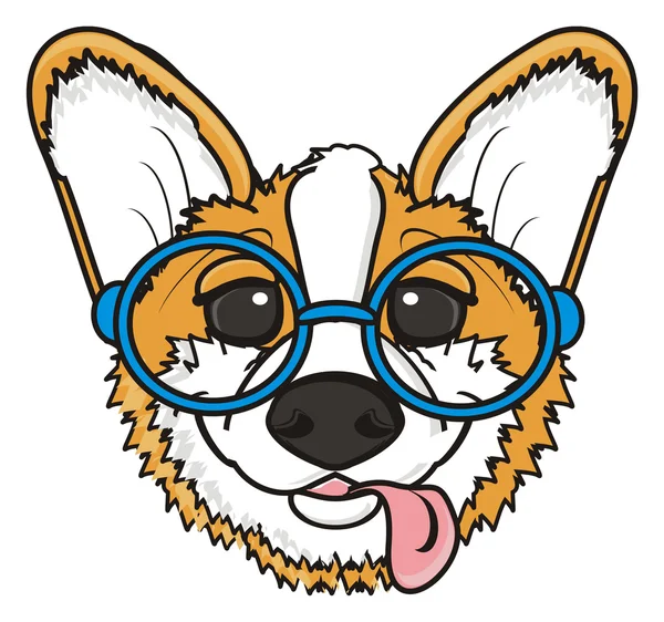 Cão com óculos preso para fora sua língua — Fotografia de Stock