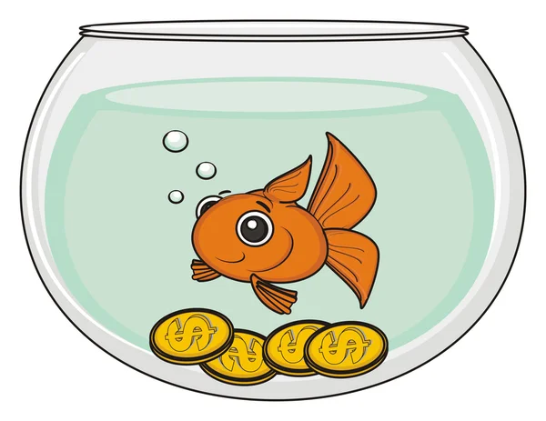 Peixe com moedas — Fotografia de Stock