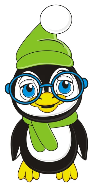 Pingvin i scarf och hatt — Stockfoto