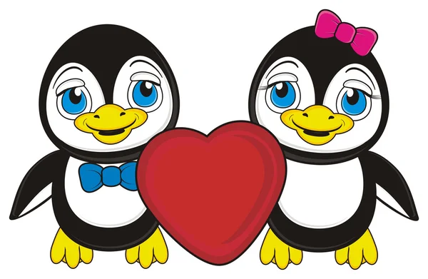 Deux pingouins avec coeur — Photo