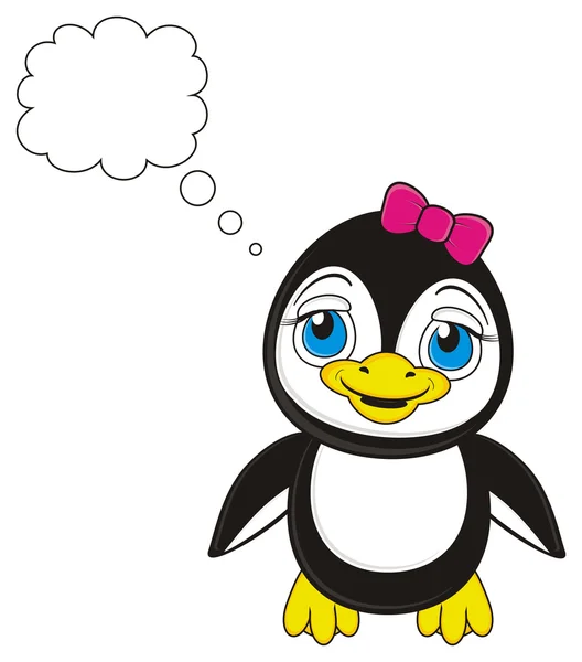 Pingvin flicka med en tom informationstext — Stockfoto