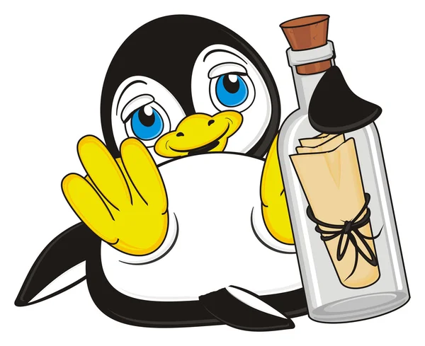 Pingvin med flaska — Stockfoto