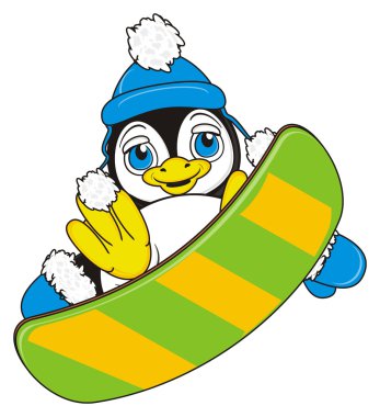 penguen ile snowboard