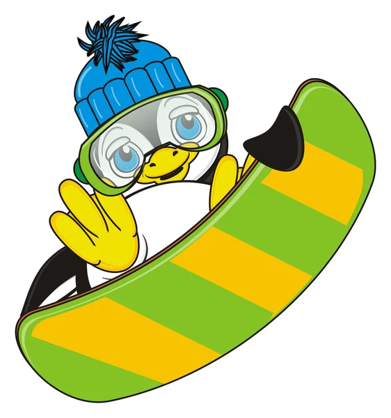 Pinguin in Snowboardbrille — Stockfoto