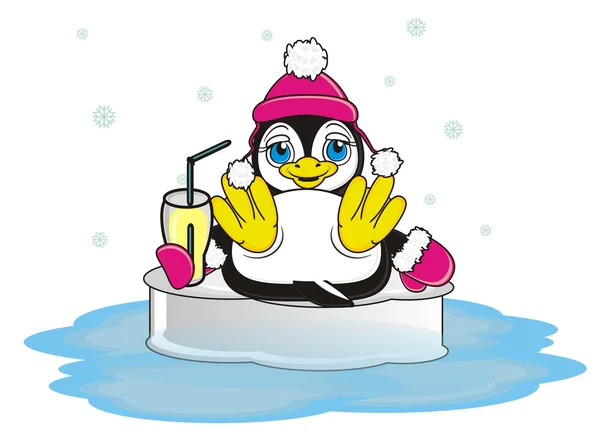 Penguin with drink — Stock Photo, Image