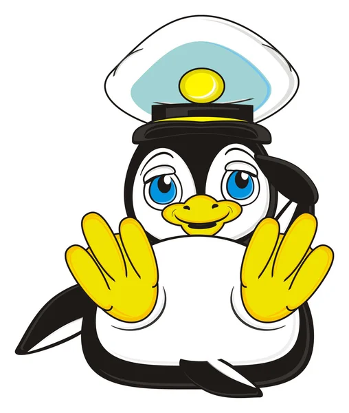 Pingvin i marin hatt — Stockfoto