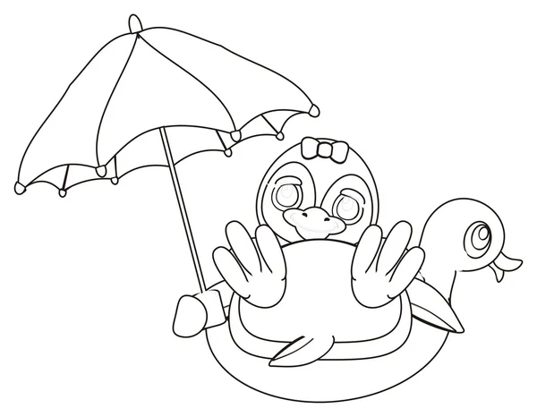 Pinguim para colorir com um guarda-chuva — Fotografia de Stock