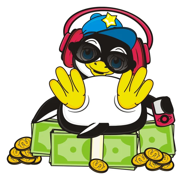 Pinguim com dinheiro — Fotografia de Stock