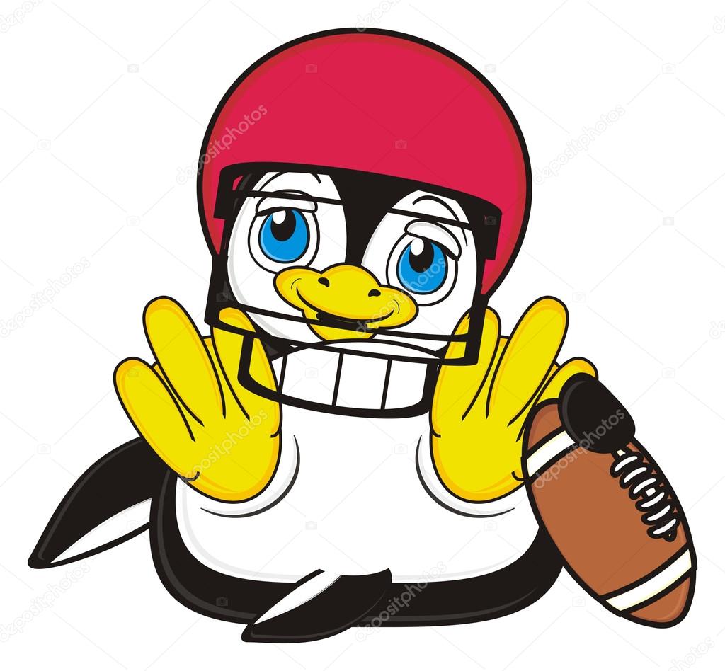 Pinguino con il pallone da rugby — Foto Stock