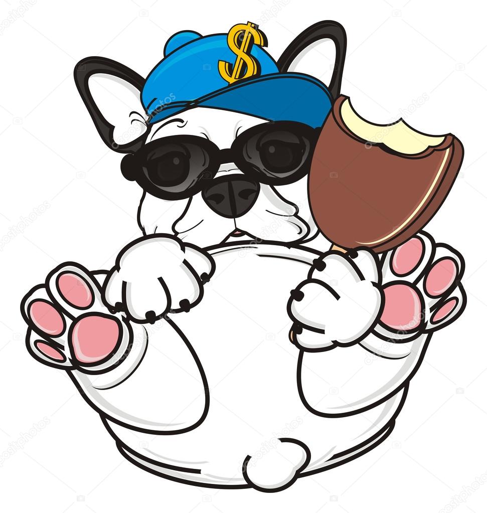 stylish french bulldog hold an ice cream