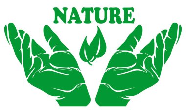 Doğa ve yaprak ile ellerini aç