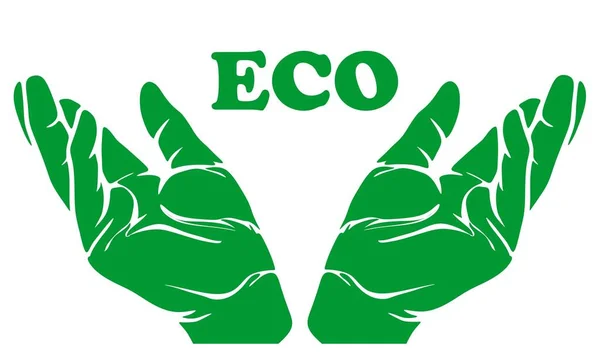 Otwarte Ręce Literami Eco — Zdjęcie stockowe