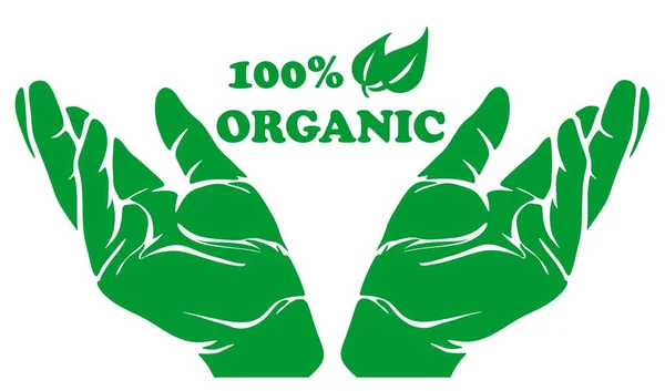 Mãos Abertas Verde Orgânico — Fotografia de Stock