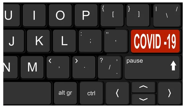 Клавиатура Красной Кнопкой Covid — стоковое фото