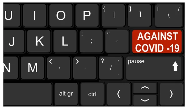 Covid 19に対する赤いボタンのキーボード — ストック写真