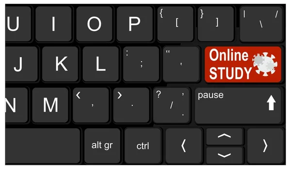 Clavier Avec Bouton Rouge Étude Ligne — Photo