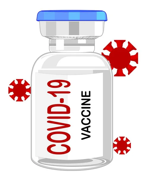 Flacone Vaccino Covid Virus Rosso — Foto Stock