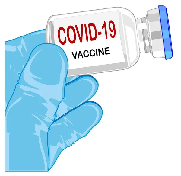 Sticlă Vaccin Covid Mănușă Albastră — Fotografie, imagine de stoc