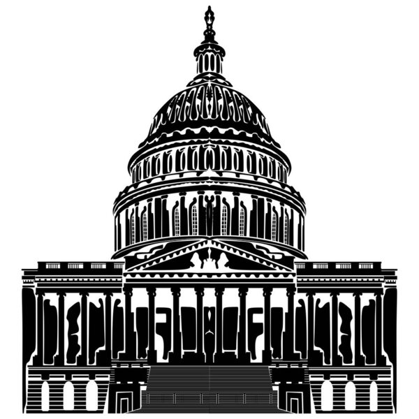 Капитолий США на белом фоне
