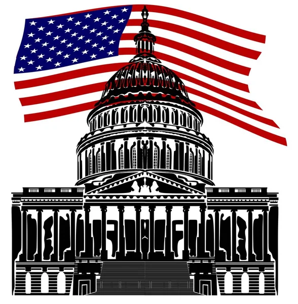 Svart Capitol Usa Och Färgad Flagga — Stockfoto
