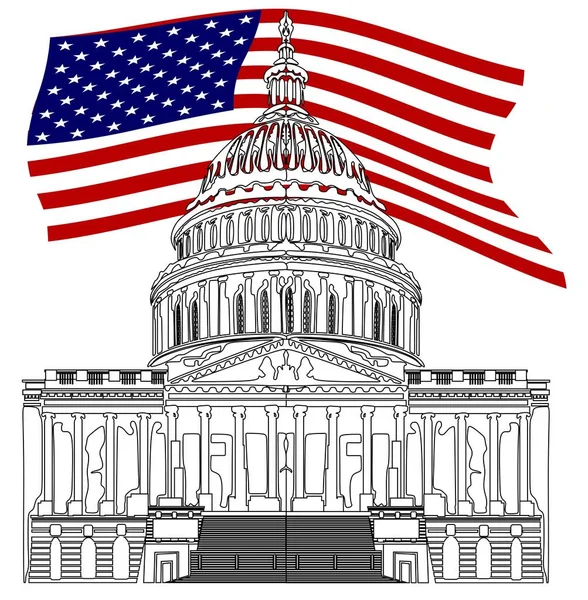 Capitol Usa Nagy Színes Zászló — Stock Fotó
