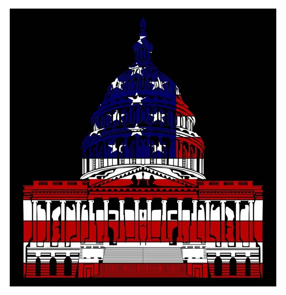 Kapitol Flagą Usa Czarnym Tle — Zdjęcie stockowe